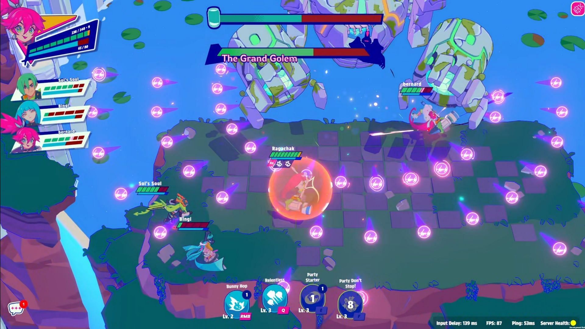 Thanks to the color scheme, it's easy to see the bullet hell portion of this boss fight; actually dodging is another story (Image via Pahdo Labs)